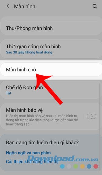 Chọn Màn hình chờ