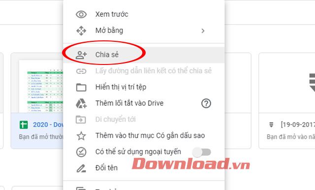 Chia sẻ tệp trên Google Drive