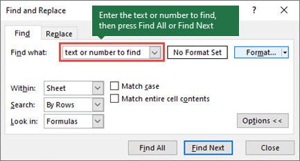 Tìm & thay đổi dữ liệu trong Excel trên Windows