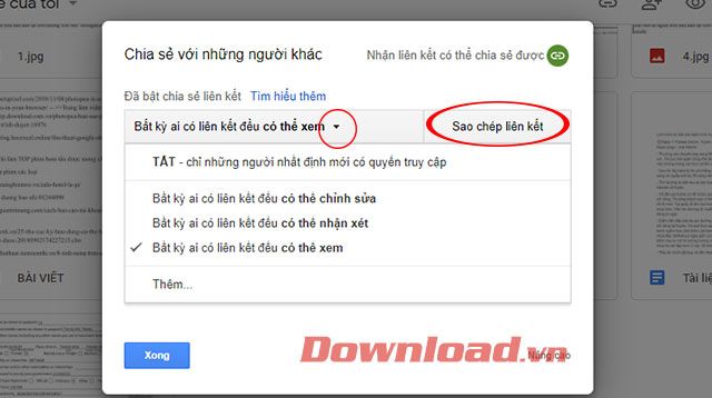 Thiết lập chia sẻ tệp