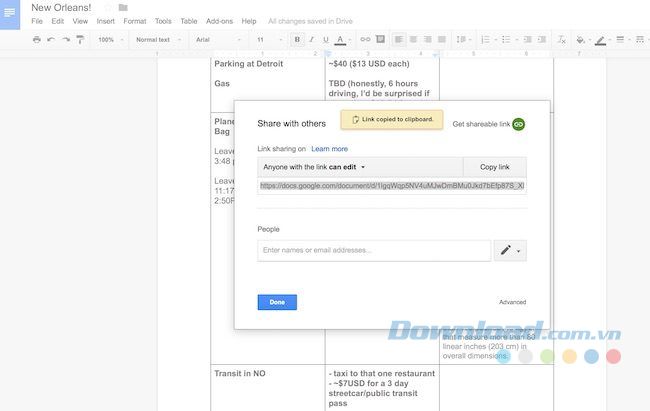 Lập kế hoạch sử dụng Google Docs