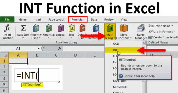 Cách cơ bản sử dụng hàm INT trong Excel