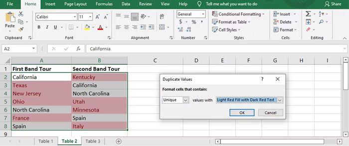 So sánh hai cột dữ liệu trong Excel