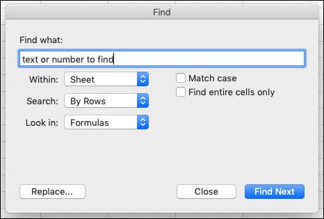 Tìm kiếm dữ liệu trong Excel cho Mac