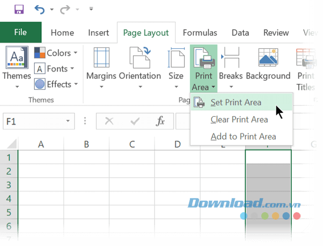 Cài đặt Print Area trên Microsoft Excel