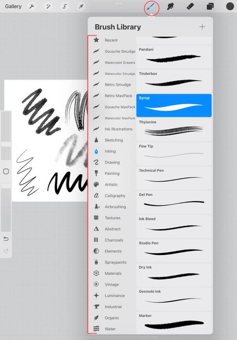 Thư viện cọ vẽ trên Procreate