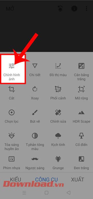 Chọn Chỉnh hình ảnh