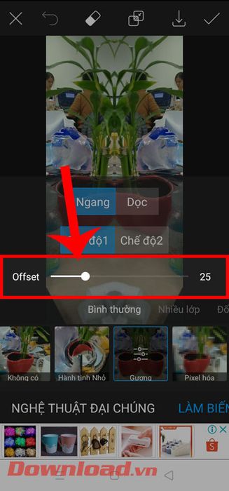 Kéo thanh điều chỉnh Offset