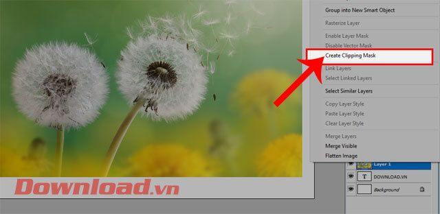 Chọn mục Tạo clipping mask