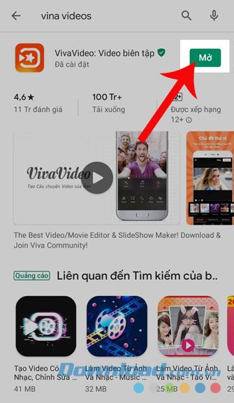 Bấm vào nút Mở