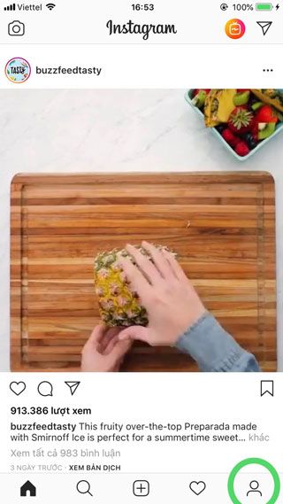 Giao diện chính của Instagram