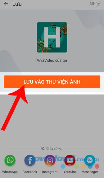 Bấm vào nút Lưu vào thư viện ảnh
