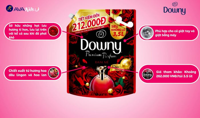 Nước xả vải Downy đam mê 3.5l giúp bảo quản màu sắc của quần áo luôn tươi mới