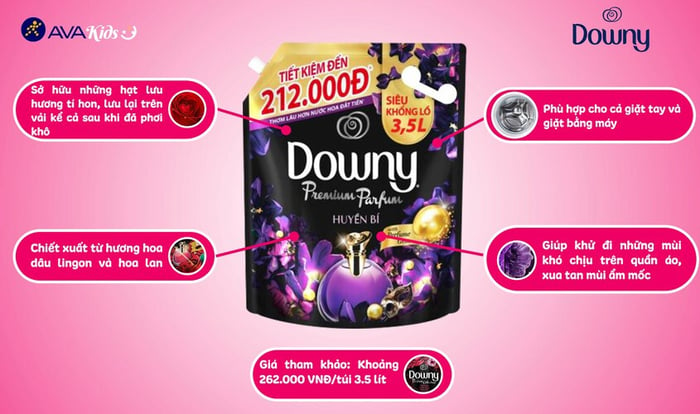 Downy huyền bí 3.5l với hương hoa mộc lan, hoa violet và hoa bưởi