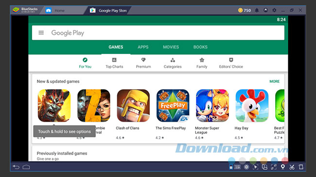 Đăng nhập thành công vào tài khoản trên Bluestacks