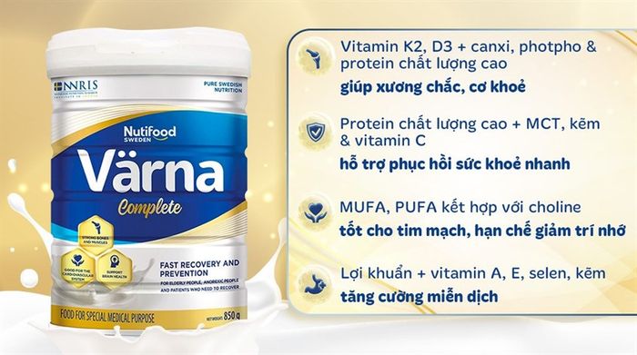 Sữa bột Nutifood Varna Complete hương nhạt thanh 850g dành cho người lớn