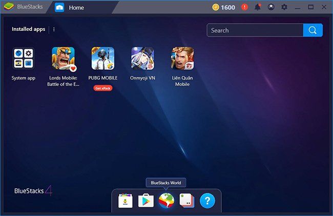 Giao diện chính của BlueStacks 4