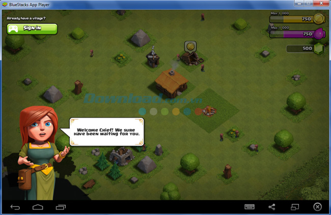 Giao diện chính của Clash of Clans trên BlueStacks