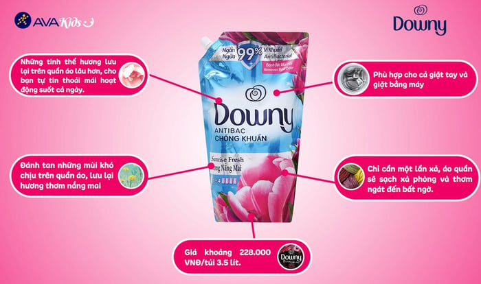 Nước xả vải Downy hương nắng mai dung tích 3.5 lít với hương thơm tươi mát