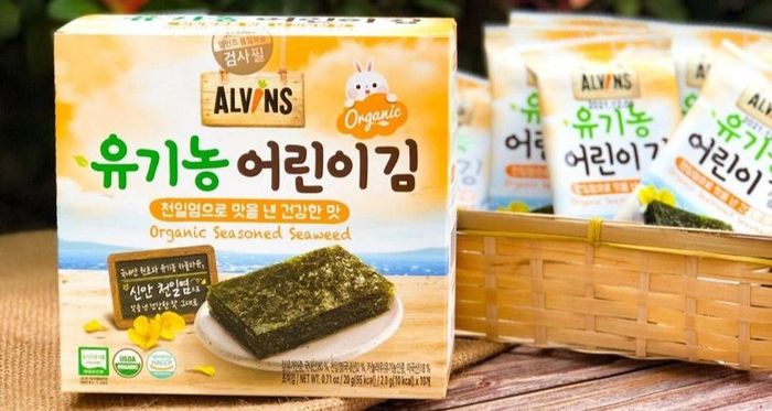 Hộp 10 gói snack rong biển hữu cơ vị truyền thống Alvins 20g