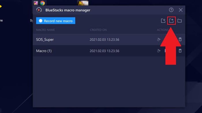 Xuất macro trên BlueStacks 5