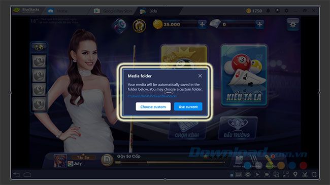 Chọn vị trí để lưu file ghi màn hình BlueStacks