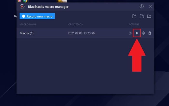 Chạy macro hiện tại trên BlueStacks 5