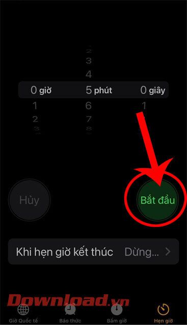 Chạm vào nút Bắt đầu