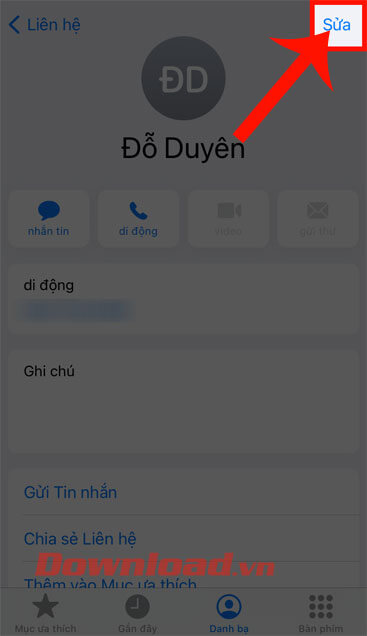 Chạm vào nút Chỉnh sửa