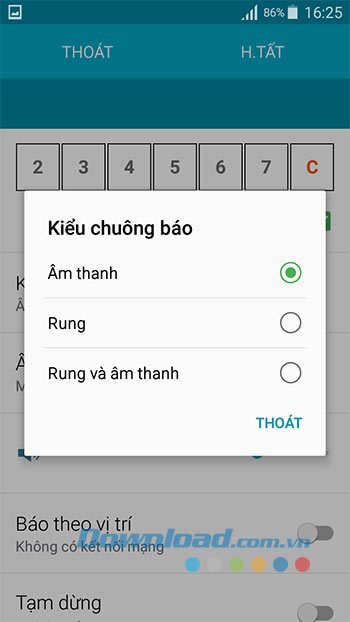 Thiết lập âm báo thức