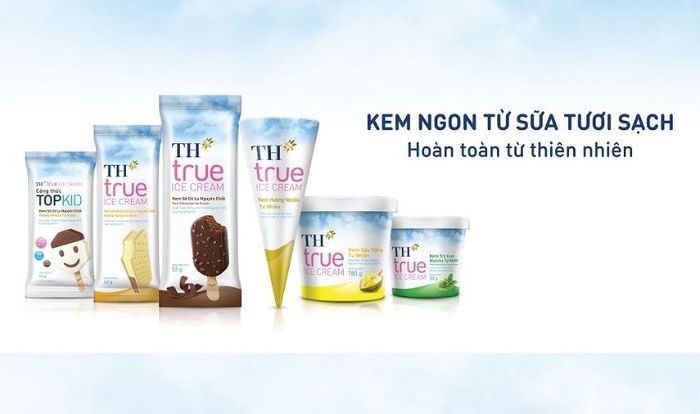 Kem tươi TH True Milk với nhiều hương vị thơm ngon và béo ngậy