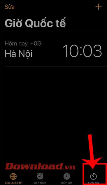 Chọn mục Hẹn giờ