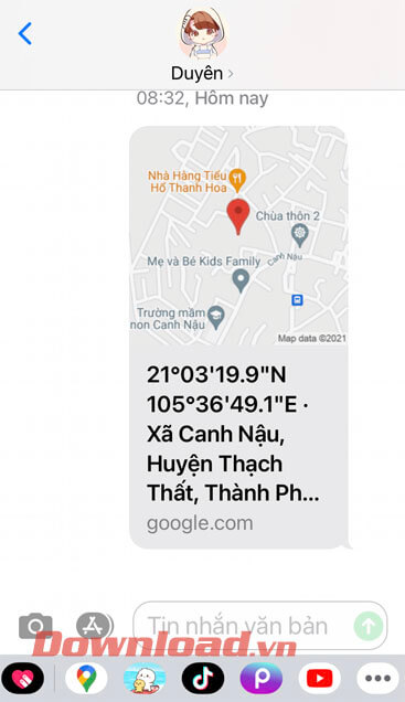 Vị trí trên Google Maps đã được gửi