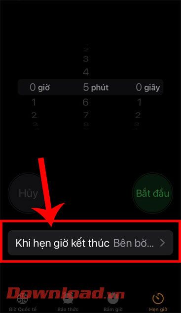 Chọn Khi hẹn giờ kết thúc