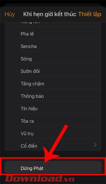 Nhấn vào Dừng phát