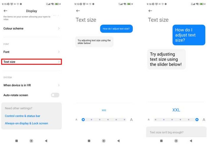 Thay đổi kích thước font trên Xiaomi