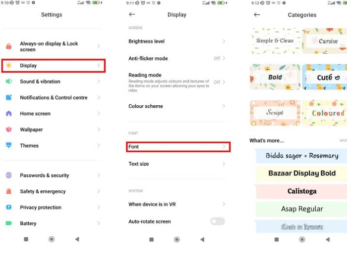 Lựa chọn font cho Xiaomi