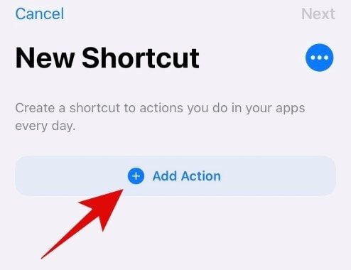 Thêm hành động cho shortcut mới