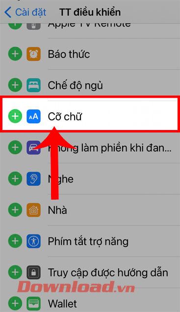 Chọn Cỡ chữ