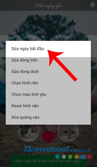 Nhấn vào sửa ngày bắt đầu