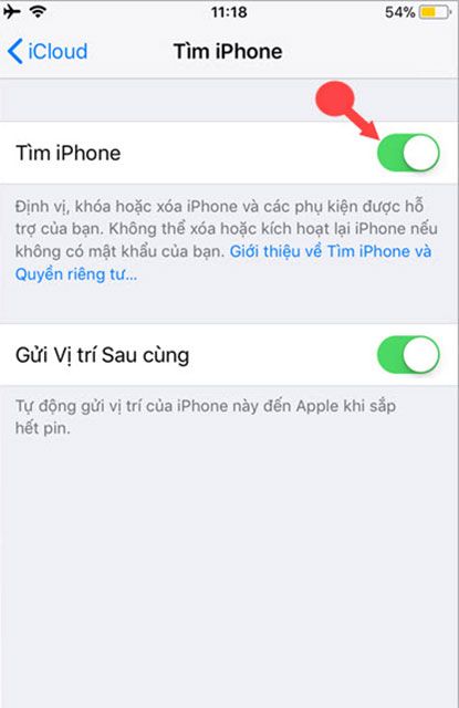 Kích hoạt Tìm iPhone