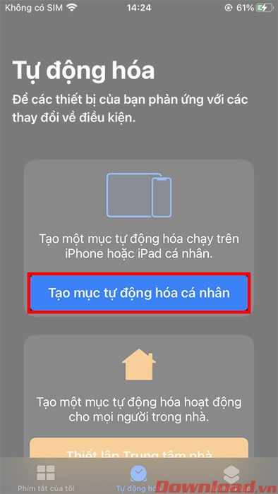 Tạo mục tự động hoá cá nhân