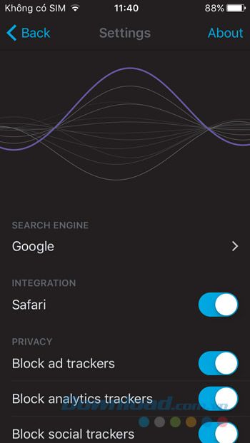 Đã hoàn tất việc kích hoạt Firefox Focus