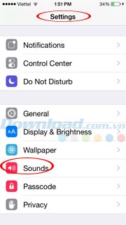 Vào cài đặt / âm thanh trên iPhone