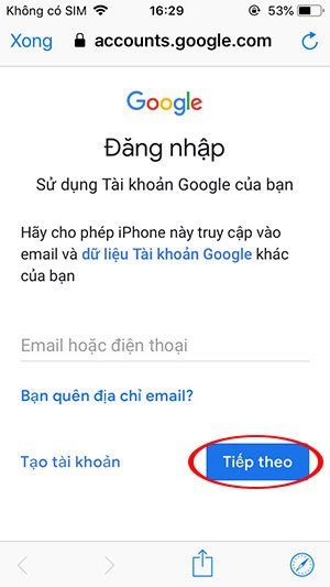 Nhập tài khoản