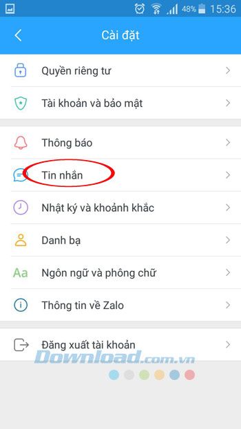 Cài đặt tin nhắn