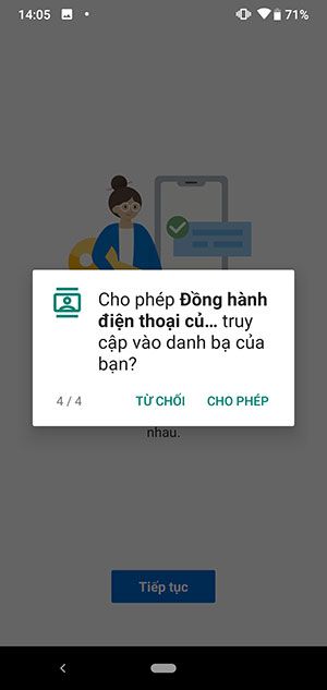 Cho phép truy cập danh bạ