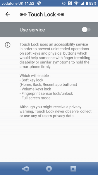 Yêu cầu sử dụng Touch Lock