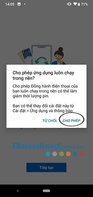 Cho phép ứng dụng chạy nền