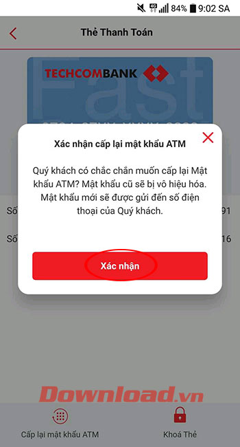 Cách thay đổi mật khẩu thẻ ATM Techcombank trực tuyến 2